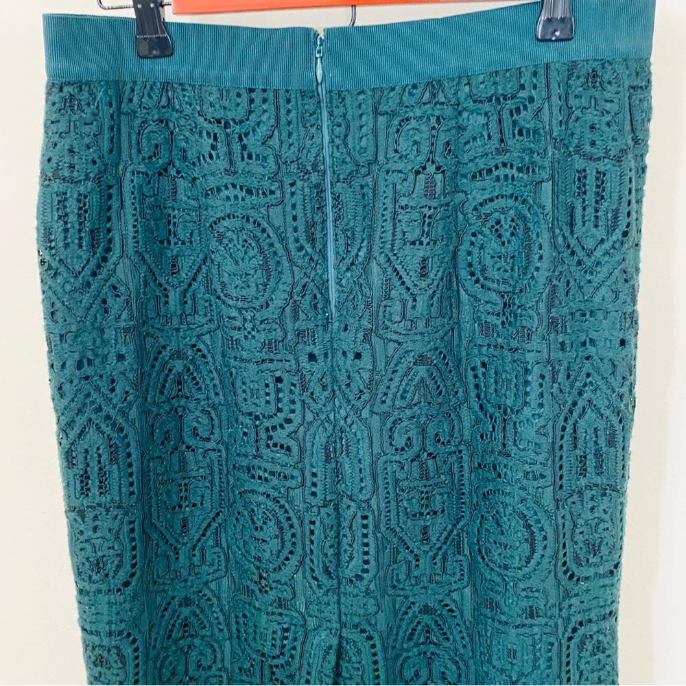 ANN TAYLOR SKIRT PENCIL 10P LACE FOREST DEEP GREEN Work Career Corporate Chic - Picture 8 of 13